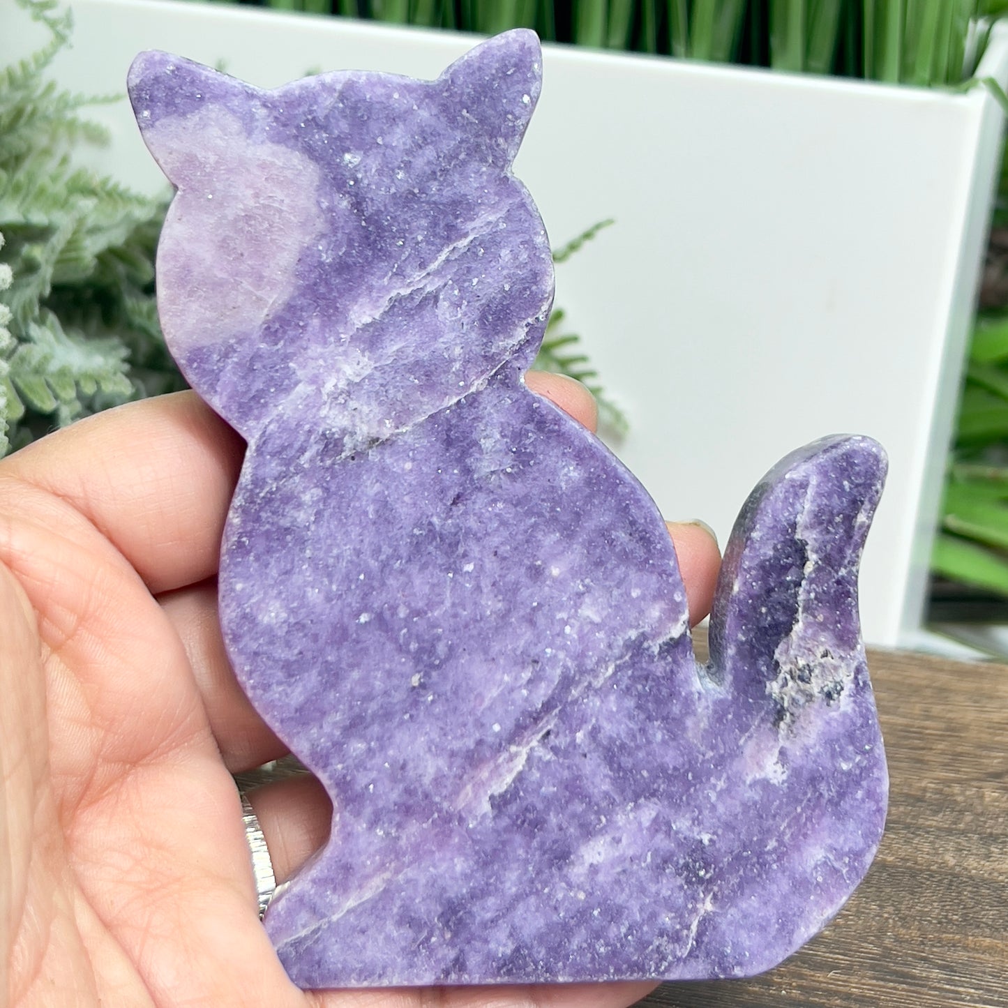 Lepidolite Purple Mica Kitty Cat Healing Crystal Animal Carving 176g