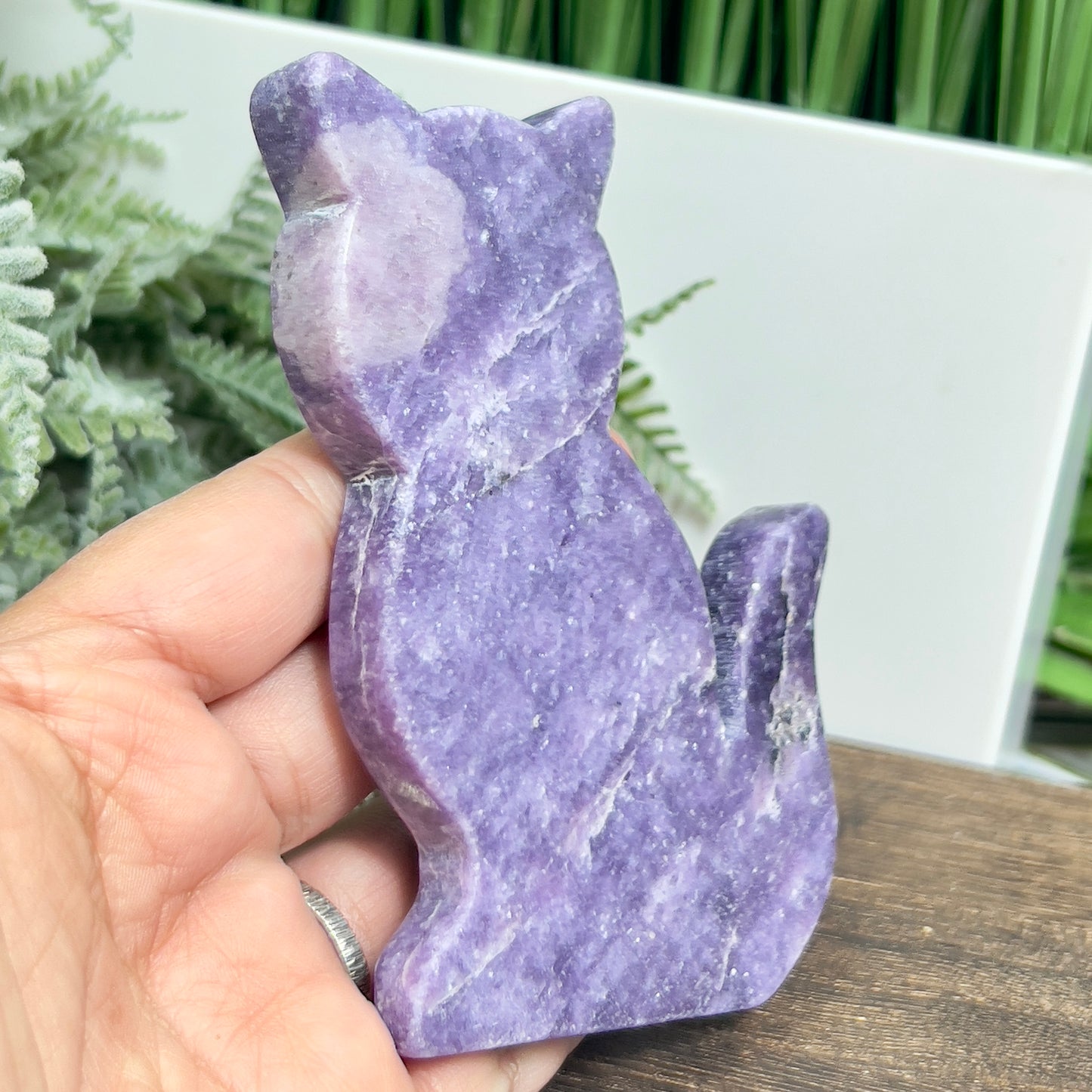 Lepidolite Purple Mica Kitty Cat Healing Crystal Animal Carving 176g