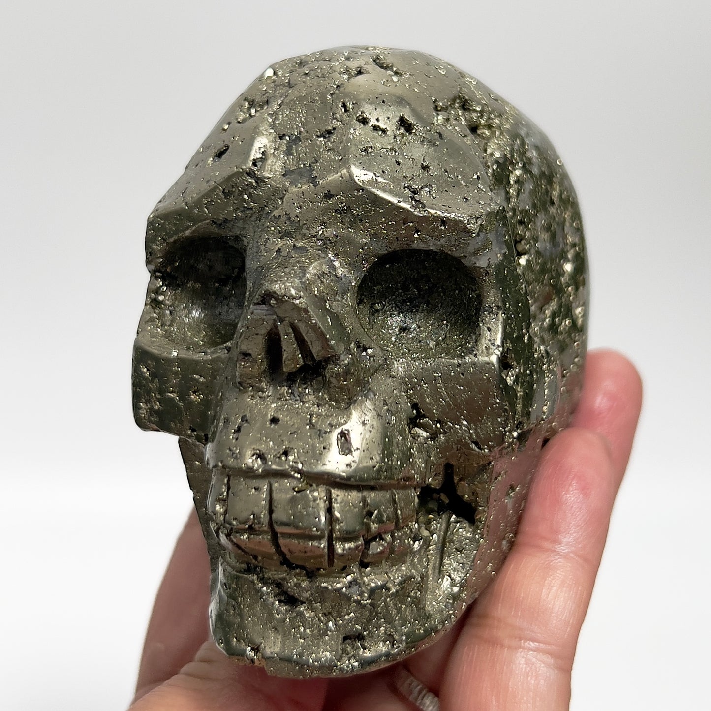 Pyrite Fools Gold Skull Healing Crystal Carving 1026g