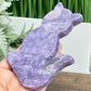Lepidolite Purple Mica Kitty Cat Healing Crystal Animal Carving 176g