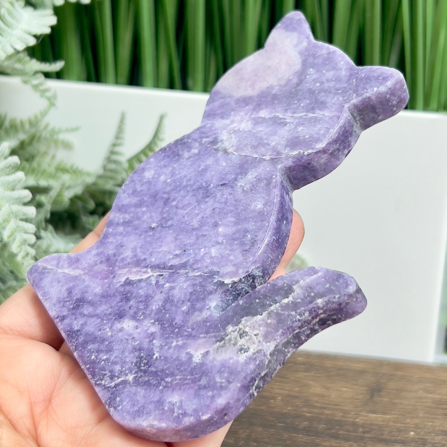 Lepidolite Purple Mica Kitty Cat Healing Crystal Animal Carving 176g