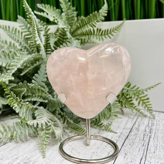 Rose Quartz Heart with Stand Crystal Carving 200g