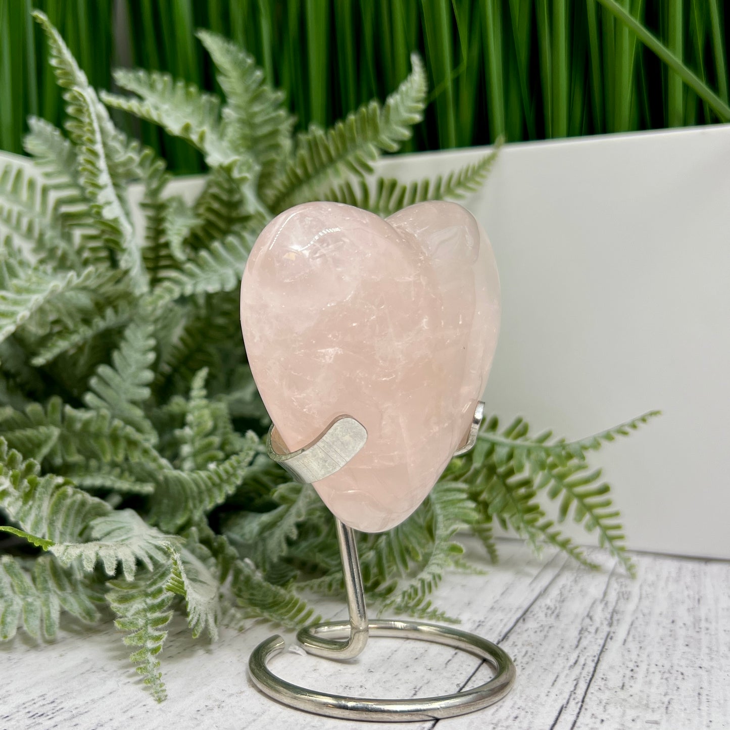 Rose Quartz Heart with Stand Crystal Carving 200g