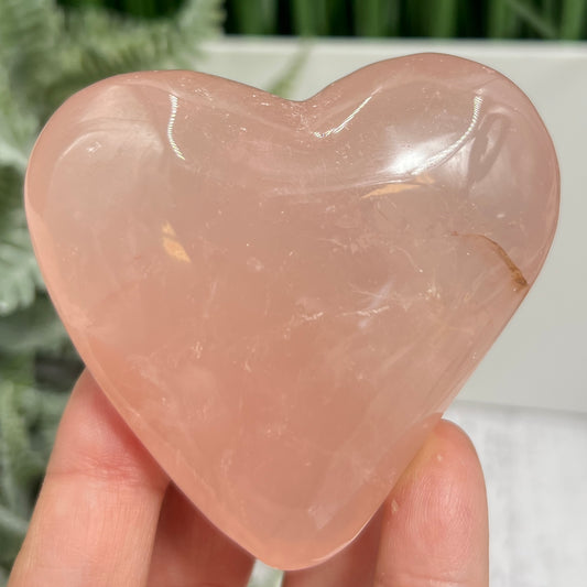 Rose Golden Healer Quartz Heart Healing Crystal Carving 198g