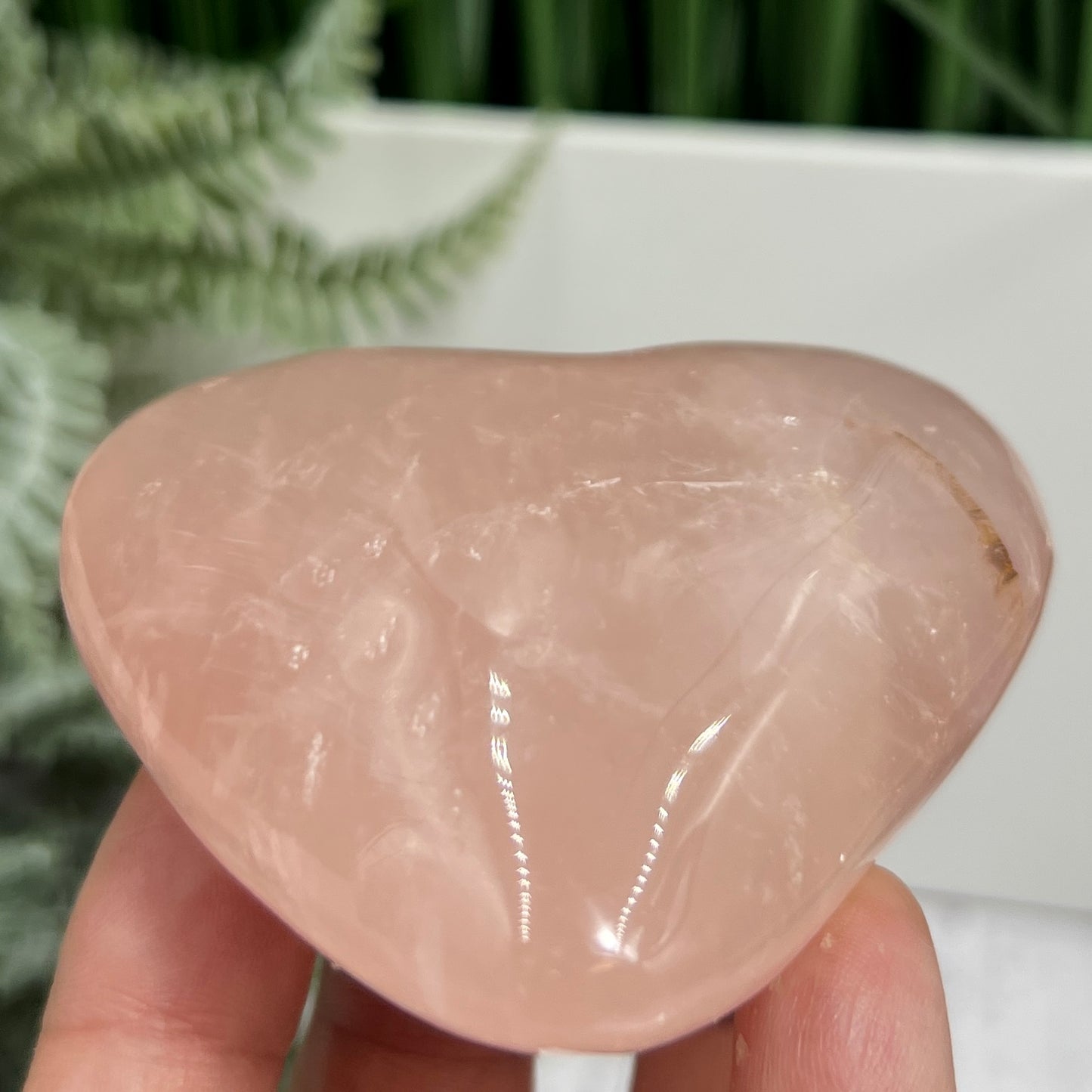 Rose Golden Healer Quartz Heart Healing Crystal Carving 198g