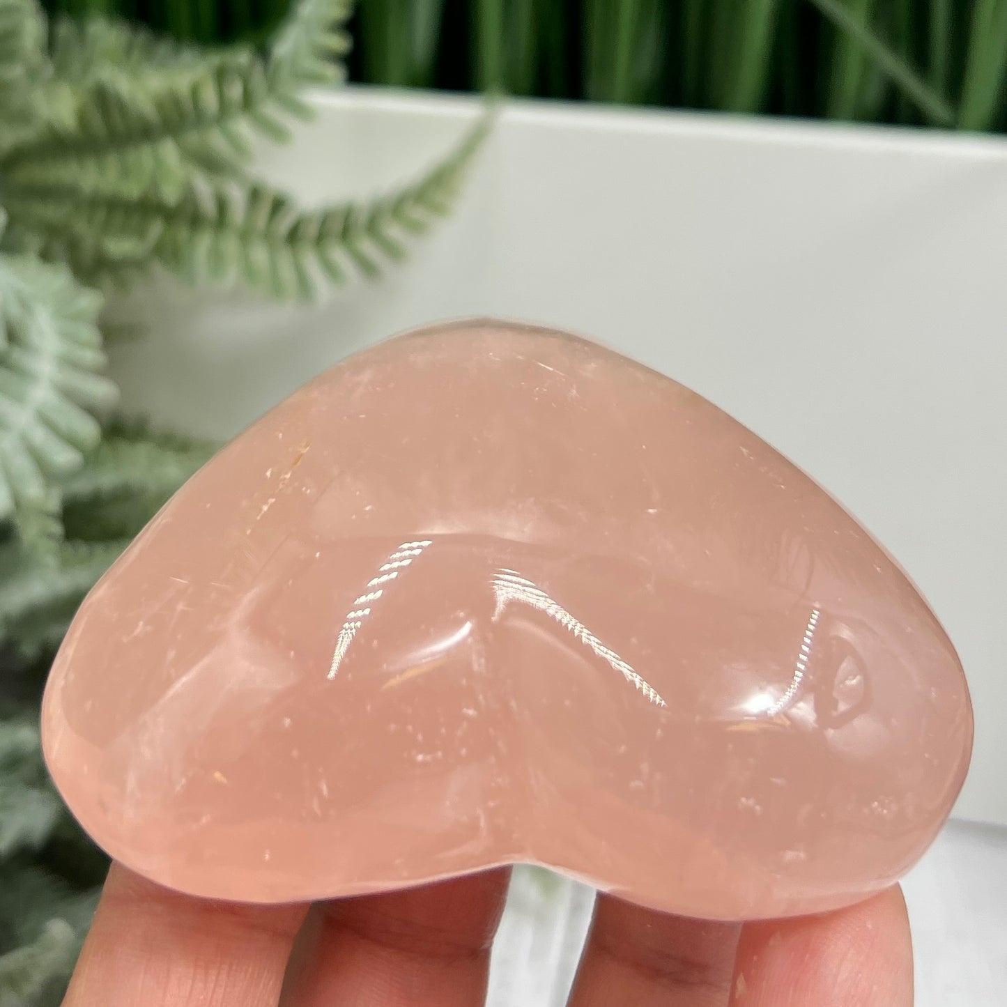 Rose Golden Healer Quartz Heart Healing Crystal Carving 198g