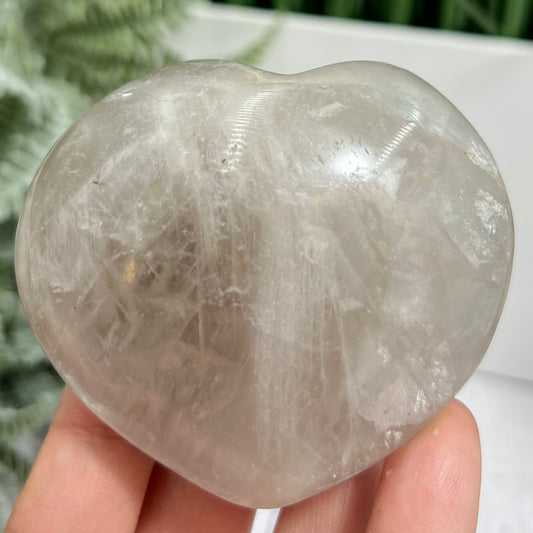 Blue Rose Quartz With Golden Healer Heart Healing Crystal Carving 218g