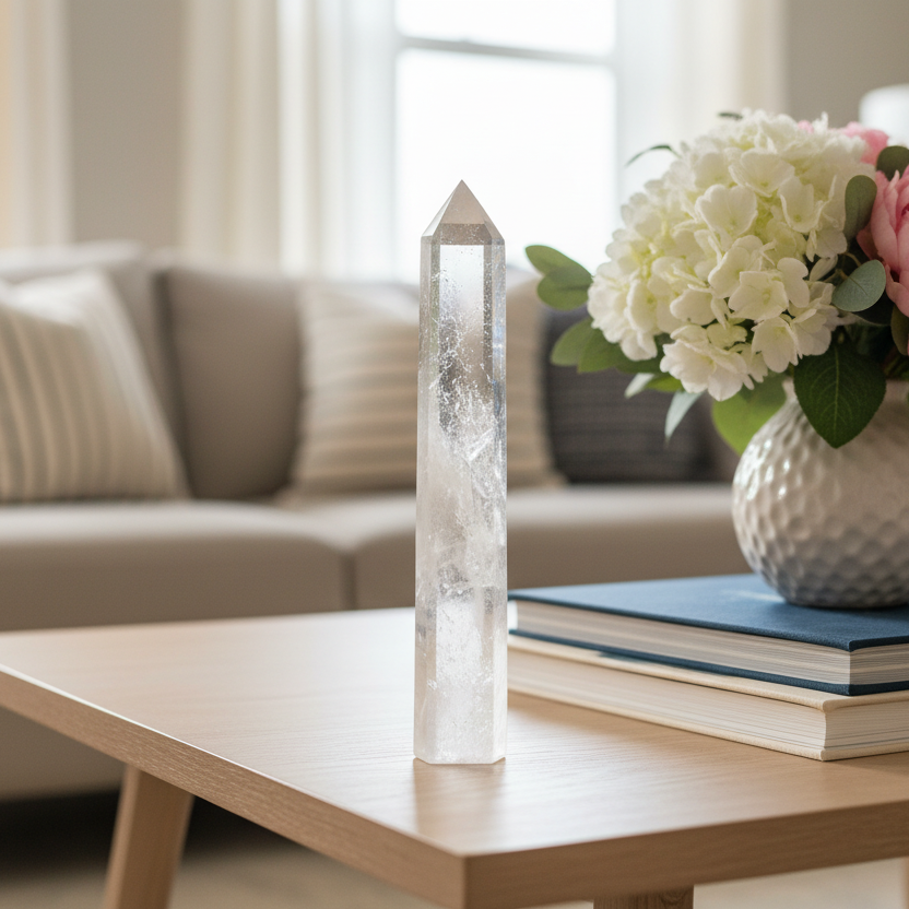 Clear Quartz Tower Top Quality Crystal Generator 282g 184mm