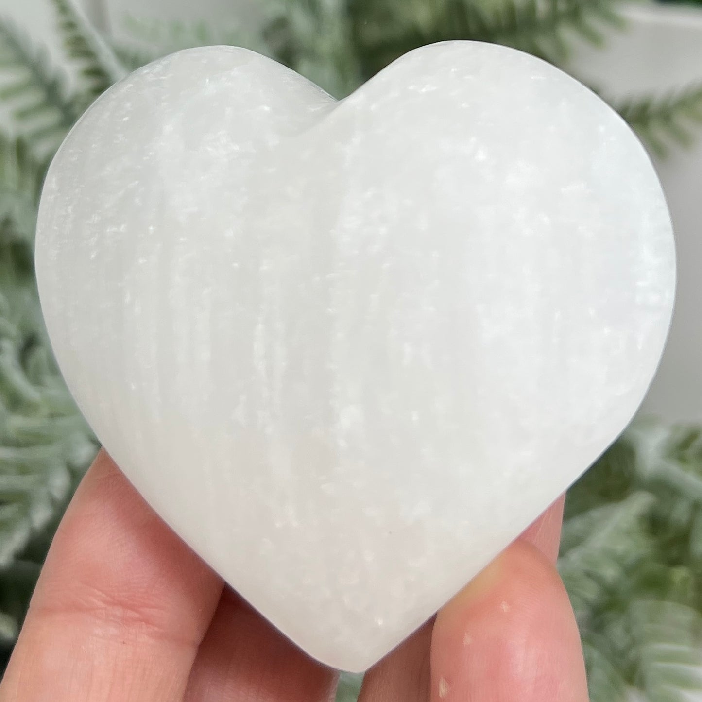 Satin Spar Selenite Heart Crystal Carving 136g