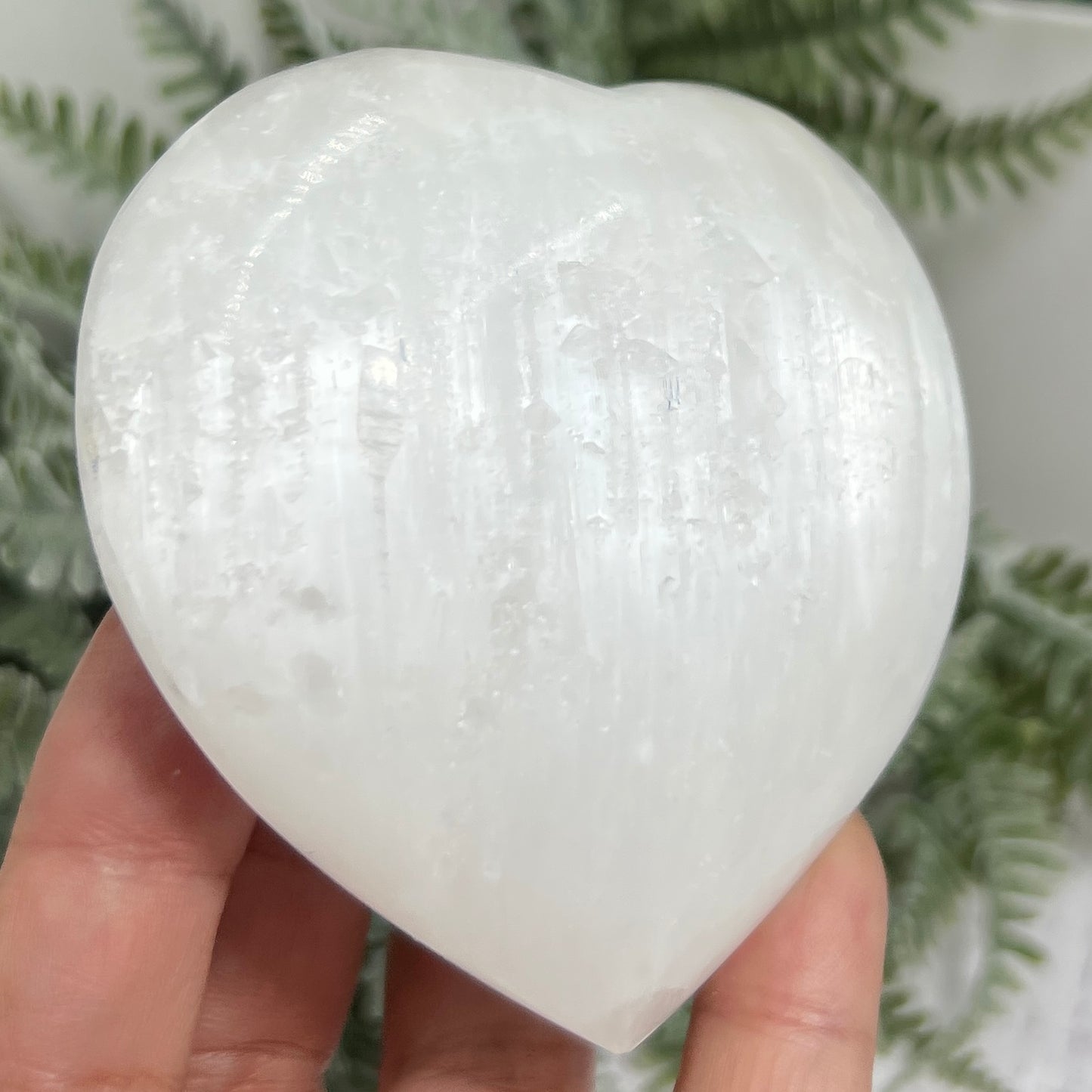 Satin Spar Selenite Heart Large Crystal Carving 286g