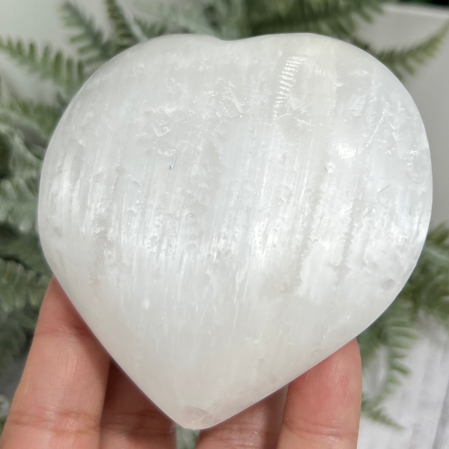 Satin Spar Selenite Heart Large Crystal Carving 286g