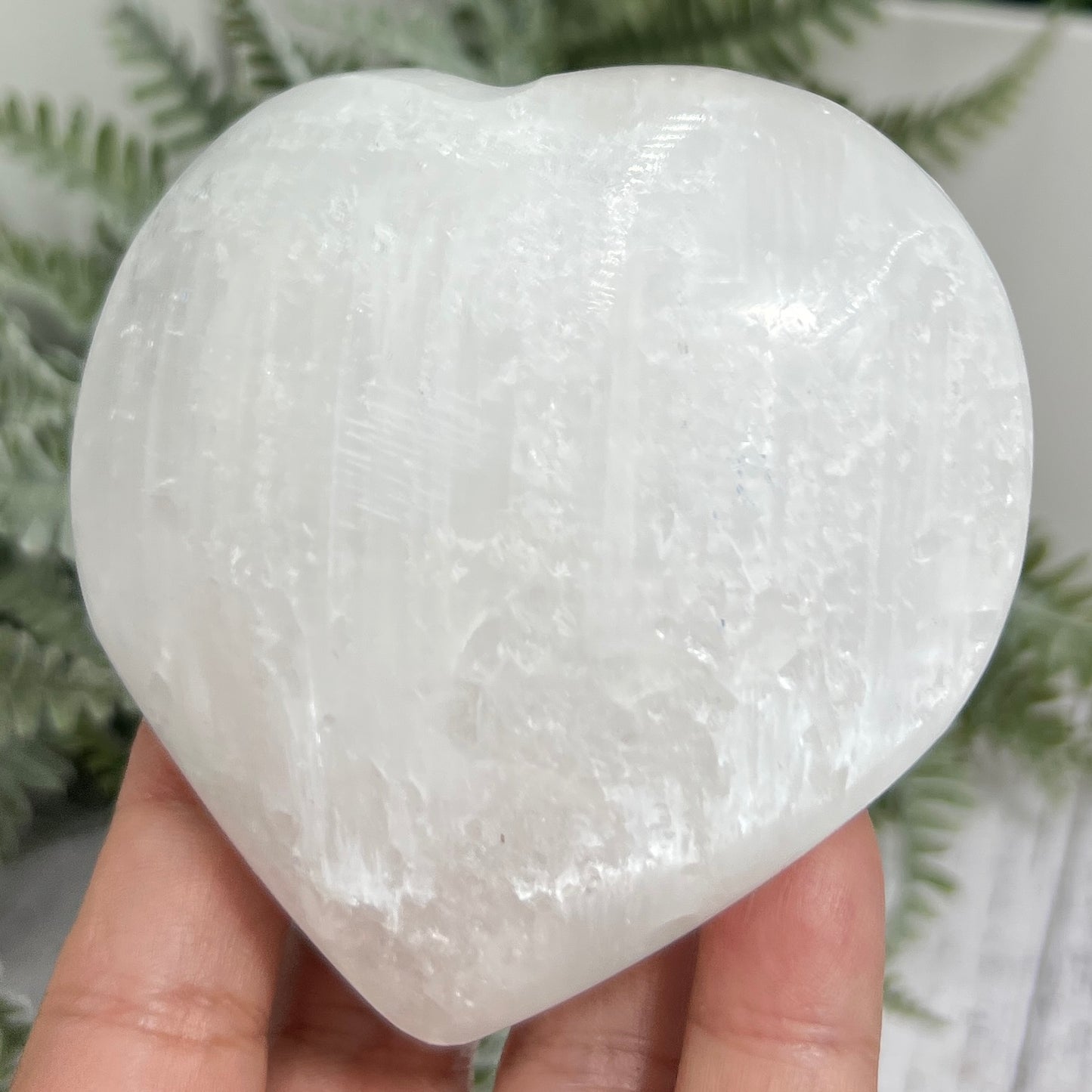 Satin Spar Selenite Heart Large Crystal Carving 286g