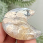 Flower Agate Moon Crescent DIY Jewellery Making Wire Wrapping Crystal Carving 38g
