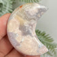 Flower Agate Moon Crescent DIY Jewellery Making Wire Wrapping Crystal Carving 38g