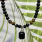 Tigers Eye Black Obsidian Necklace Grounding Wearable Crystal