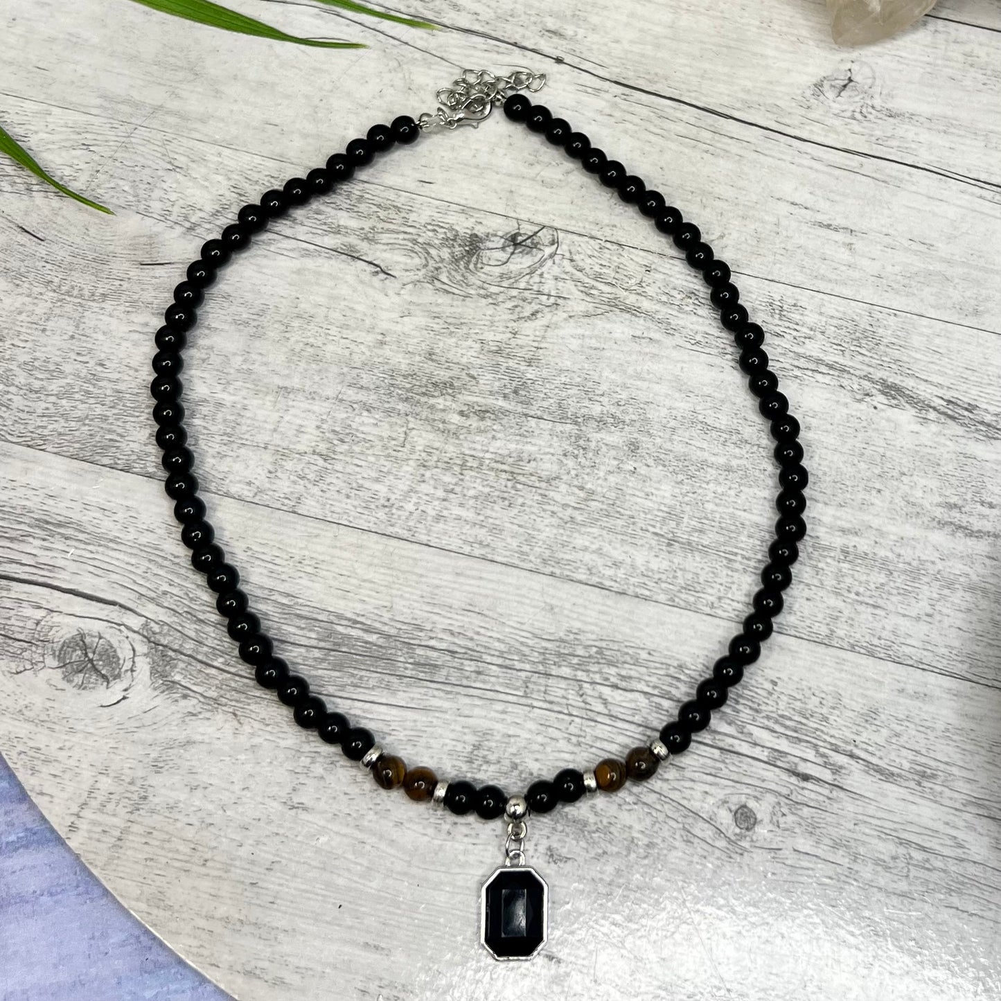 Tigers Eye Black Obsidian Necklace Grounding Wearable Crystal