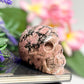 Rhodonite Skull Healing Crystal Carving 957g