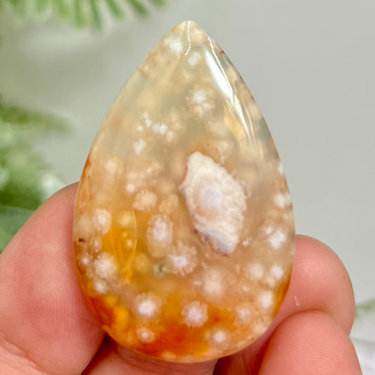 Flower Agate Gemstone Cabochon DIY Jewellery Making Wire Wrapping Crystal 12g