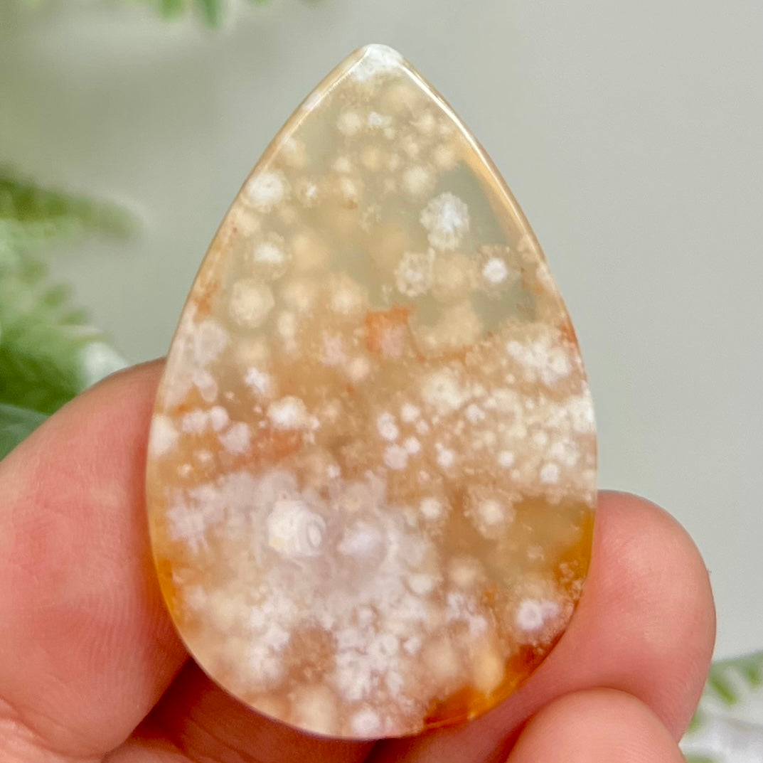Flower Agate Gemstone Cabochon DIY Jewellery Making Wire Wrapping Crystal 12g