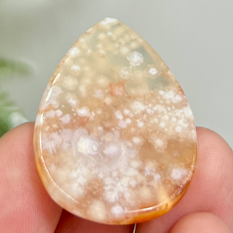 Flower Agate Gemstone Cabochon DIY Jewellery Making Wire Wrapping Crystal 12g