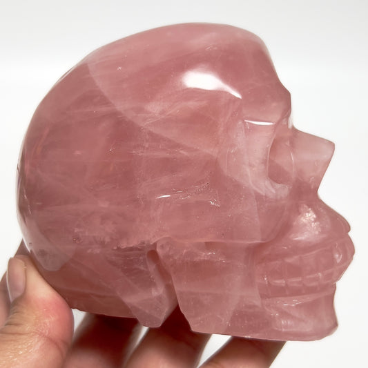 Rose Quartz Skull Healing Crystal Carving 780g