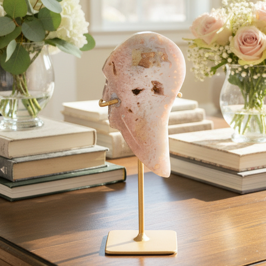 Pink Amethyst Quartz Angel Wing with Stand Natural Crystal 172g