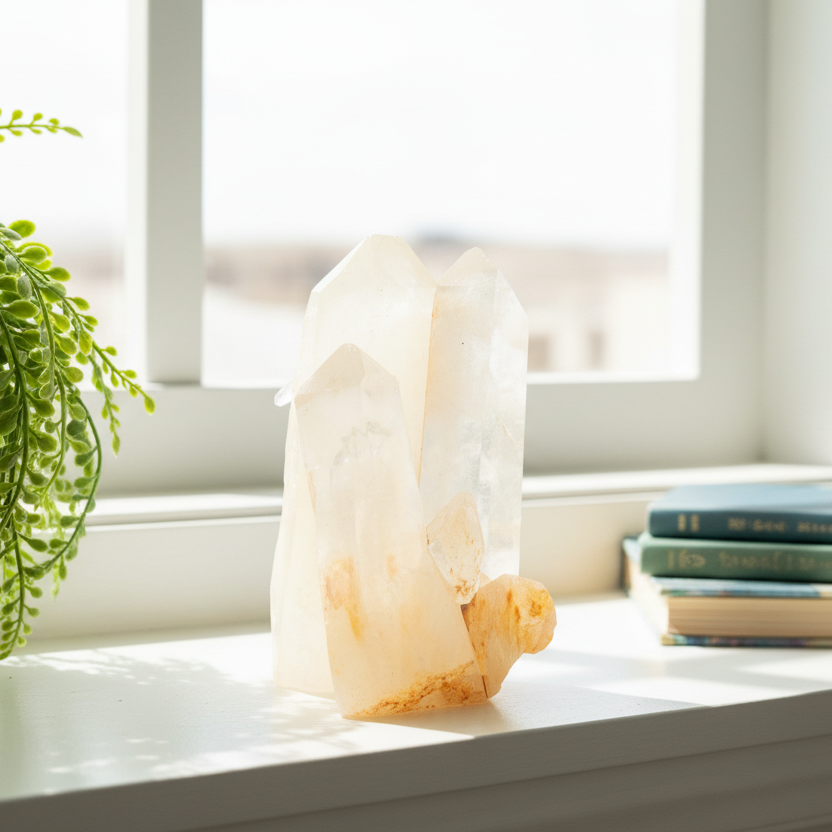 Clear Quartz Cluster Natural Raw Specimen Crystal 220g