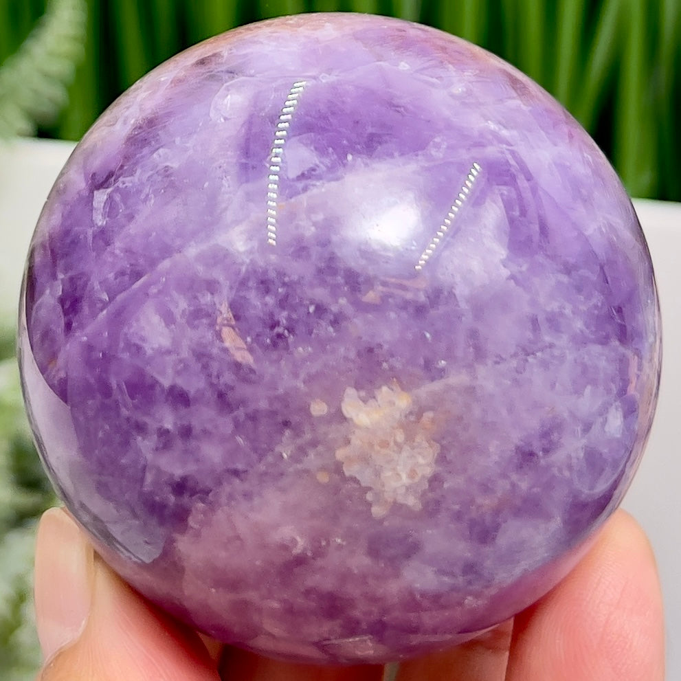 Amethyst with Mexican Lace Agate Purple Sphere Healing Crystal Ball 302g 60mm
