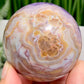 Amethyst with Mexican Lace Agate Purple Sphere Healing Crystal Ball 302g 60mm
