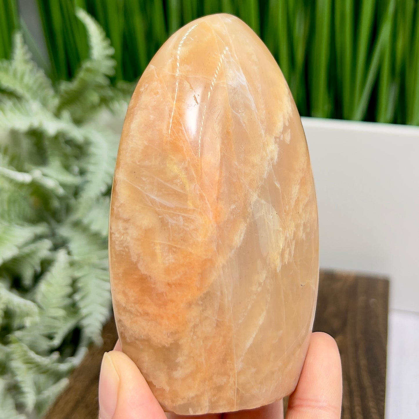 Moonstone Peach Free Form Healing Crystal Carving 322g