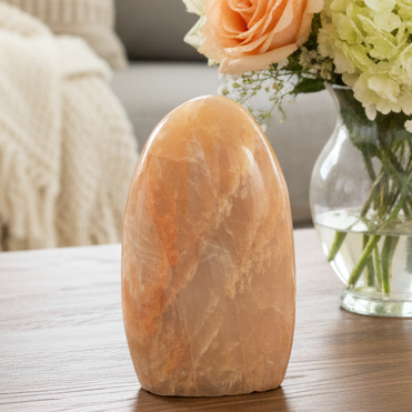 Moonstone Peach Free Form Healing Crystal Carving 322g