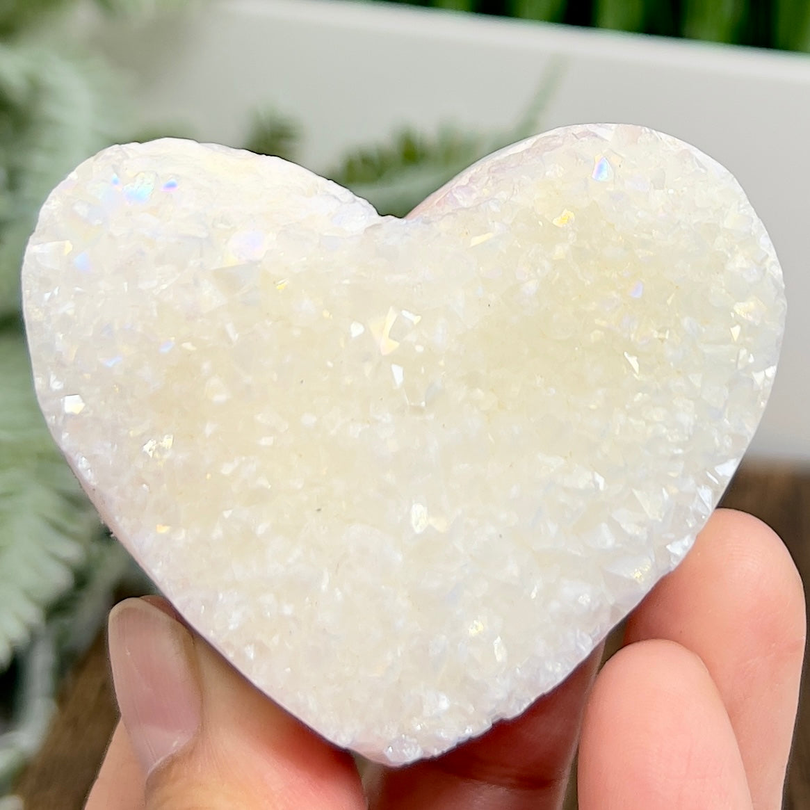 Quartz Heart Double Sided with Blue Red Angel Aura Healing Crystal Carving 146g