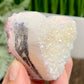 Quartz Heart Double Sided with Blue Red Angel Aura Healing Crystal Carving 146g