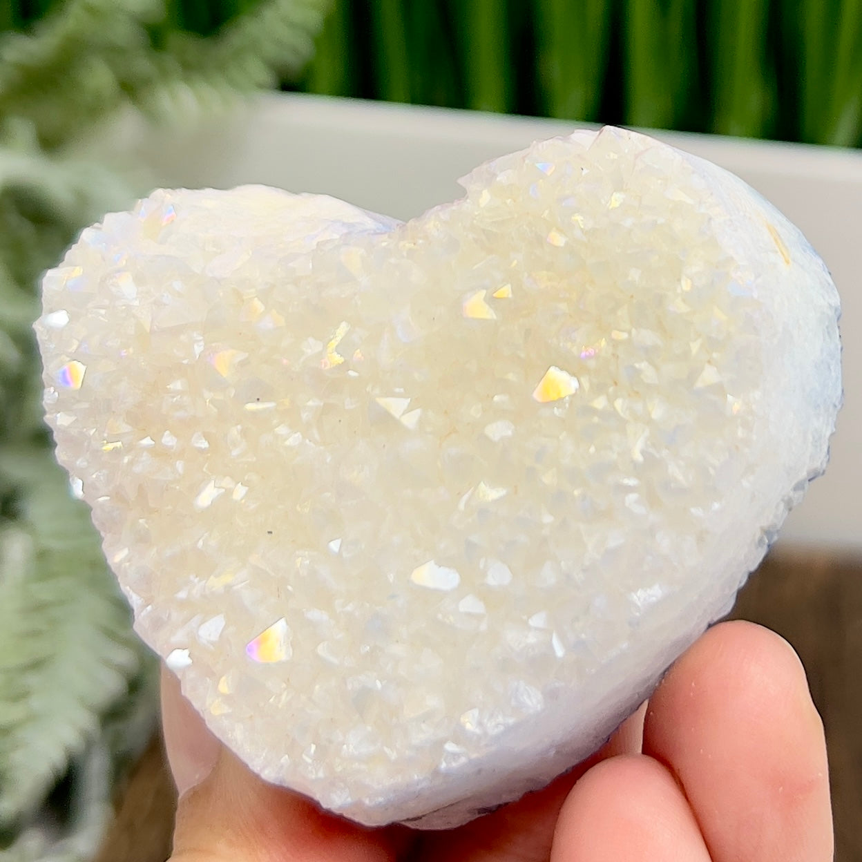 Quartz Heart Double Sided with Blue Red Angel Aura Healing Crystal Carving 146g