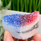 Quartz Heart Double Sided with Blue Red Angel Aura Healing Crystal Carving 146g
