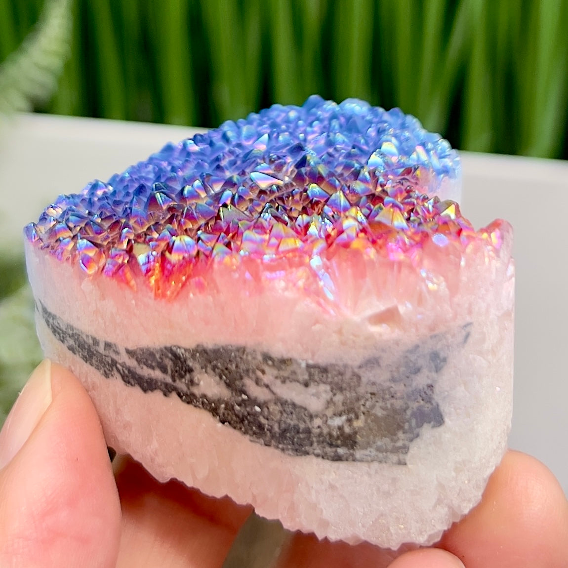 Quartz Heart Double Sided with Blue Red Angel Aura Healing Crystal Carving 146g