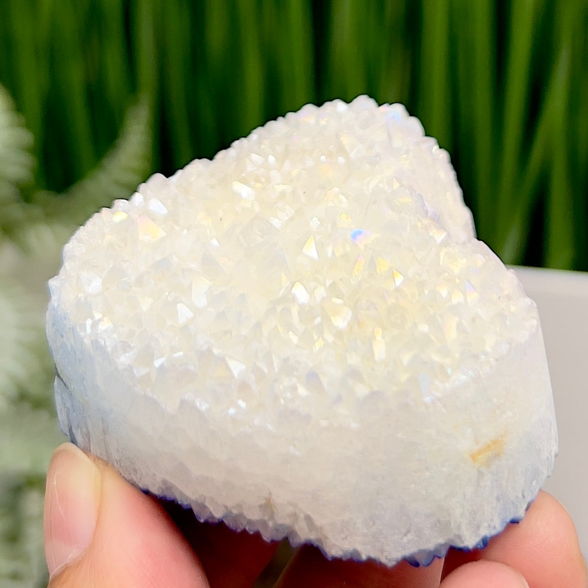 Quartz Heart Double Sided with Blue Red Angel Aura Healing Crystal Carving 146g