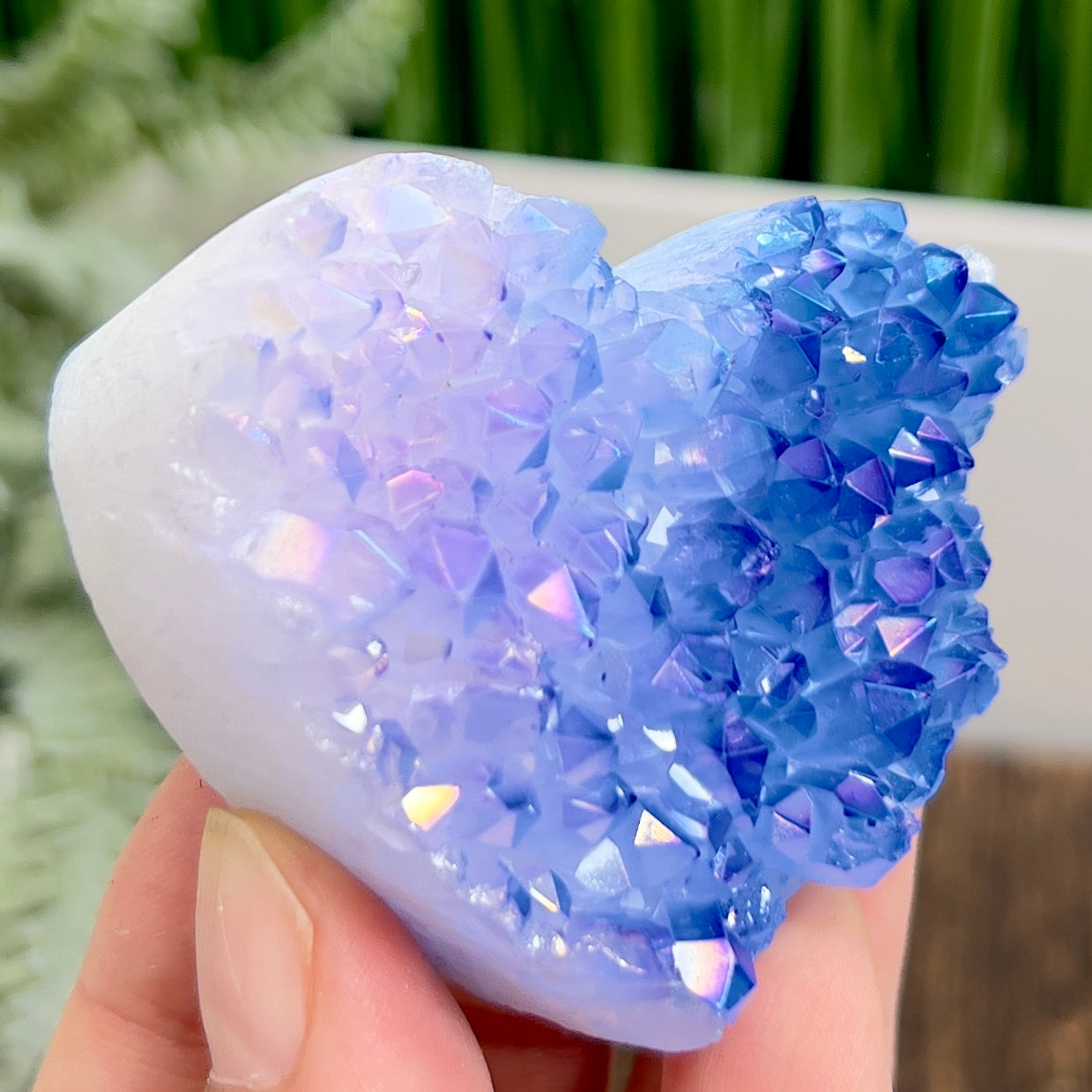 Quartz Heart with Blue Pink Angel Aura Healing Crystal Carving 134g