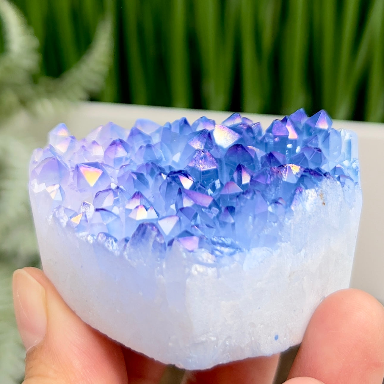 Quartz Heart with Blue Pink Angel Aura Healing Crystal Carving 134g
