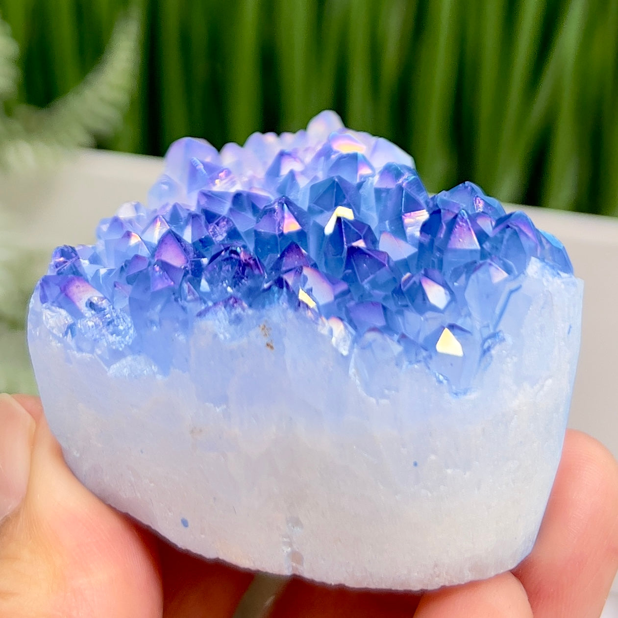 Quartz Heart with Blue Pink Angel Aura Healing Crystal Carving 134g