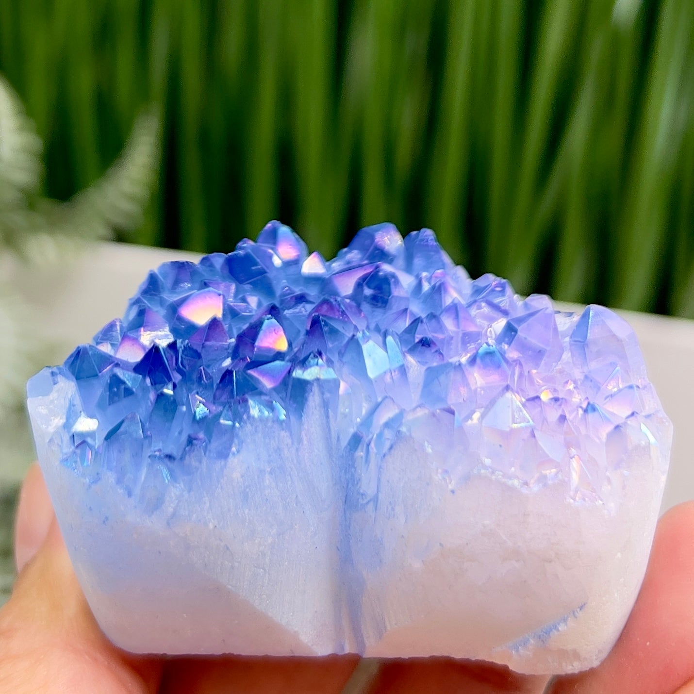 Quartz Heart with Blue Pink Angel Aura Healing Crystal Carving 134g