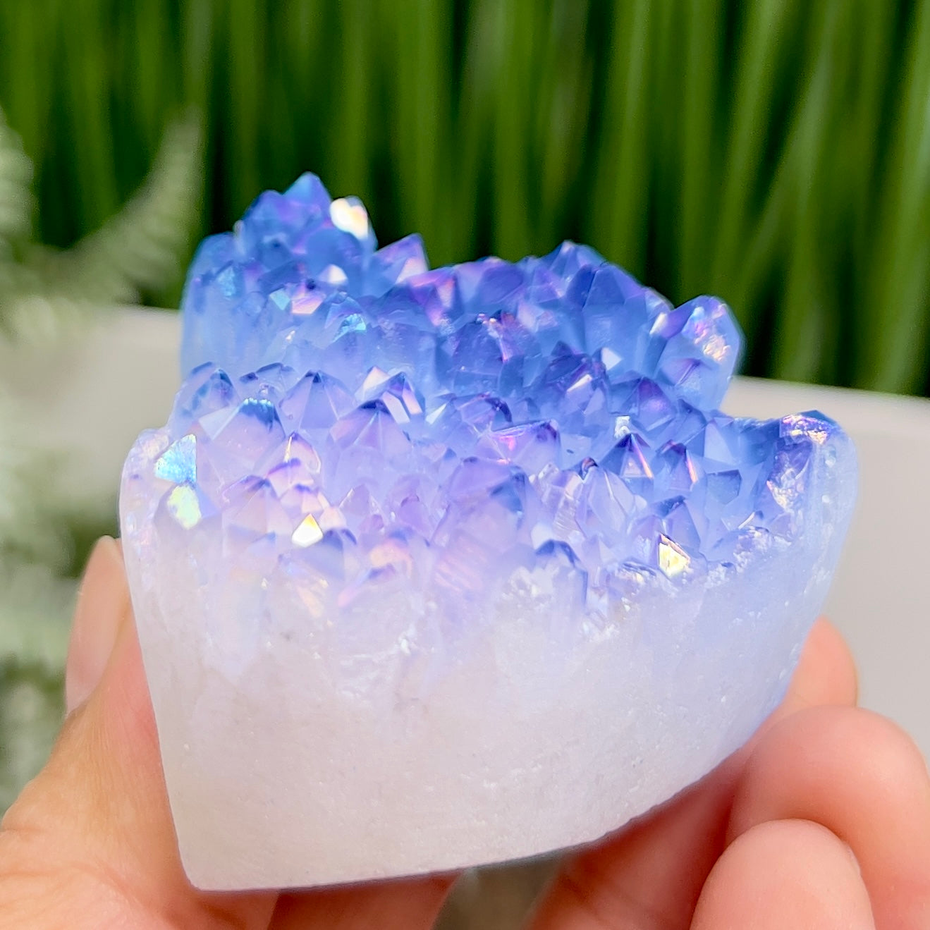 Quartz Heart with Blue Pink Angel Aura Healing Crystal Carving 134g