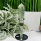 Prehnite with Epidote Wand with Stand Stone of Prophecy Crystal Carving 180g 166mm