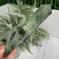 Prehnite with Epidote Wand with Stand Stone of Prophecy Crystal Carving 180g 166mm