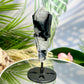 Black Agate Quartz Wand with Stand Healing Crystal Carving 160g 115mm