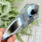 Black Agate Quartz Wand with Stand Healing Crystal Carving 160g 115mm