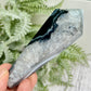 Black Agate Quartz Wand with Stand Healing Crystal Carving 160g 115mm