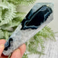 Black Agate Quartz Wand with Stand Healing Crystal Carving 160g 115mm
