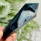 Black Agate Quartz Wand with Stand Healing Crystal Carving 85g 93mm