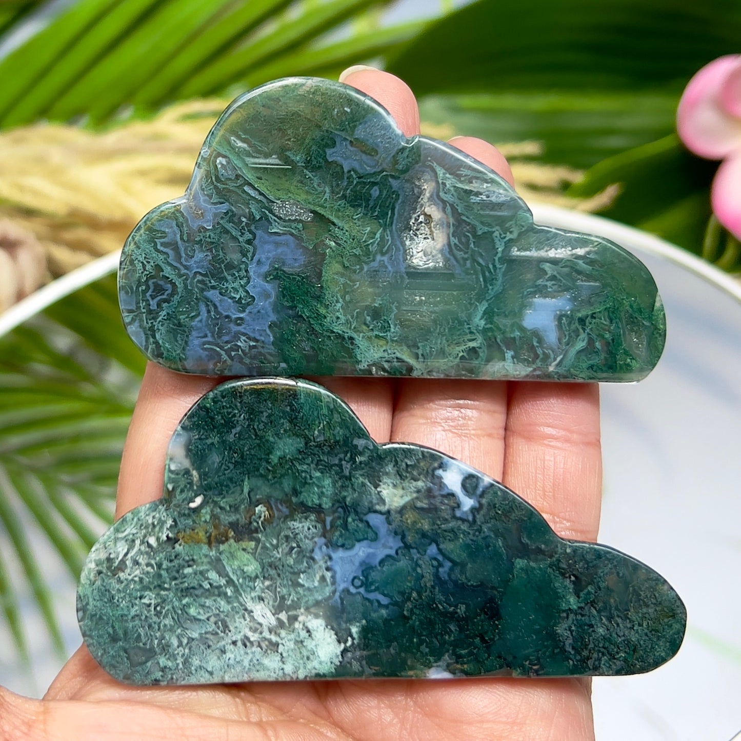 Moss Agate Clouds Self Standing Healing Crystal Carving YOU CHOOSE